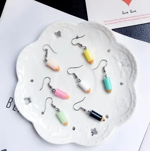 Funny Jewelry Handmade Resin Pencil Dangle Earrings for Girls Child Christmas Gift Lovely Pencil Drop Earrings Candy color
Funny Jewelry Handmade Resin Pencil Dangle Earrings for Girls Child Christmas Gift Lovely Pencil Drop Earrings Candy color