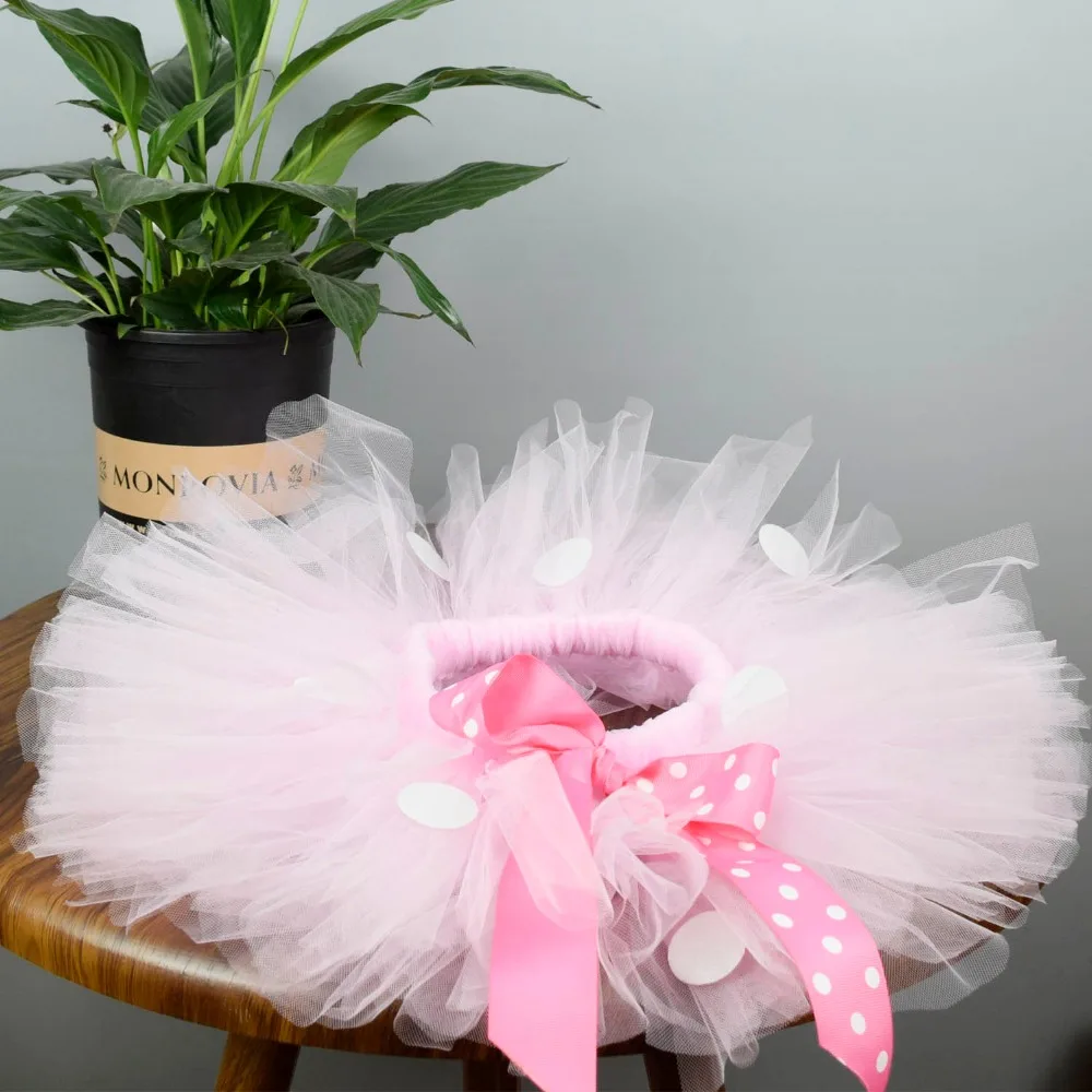 

Light Pink Polka Dots Fluffy Tutu Skirt Baby Birthdays Party Costume Tulle Tutus Newborn-6 Toddler Girls Photo Props