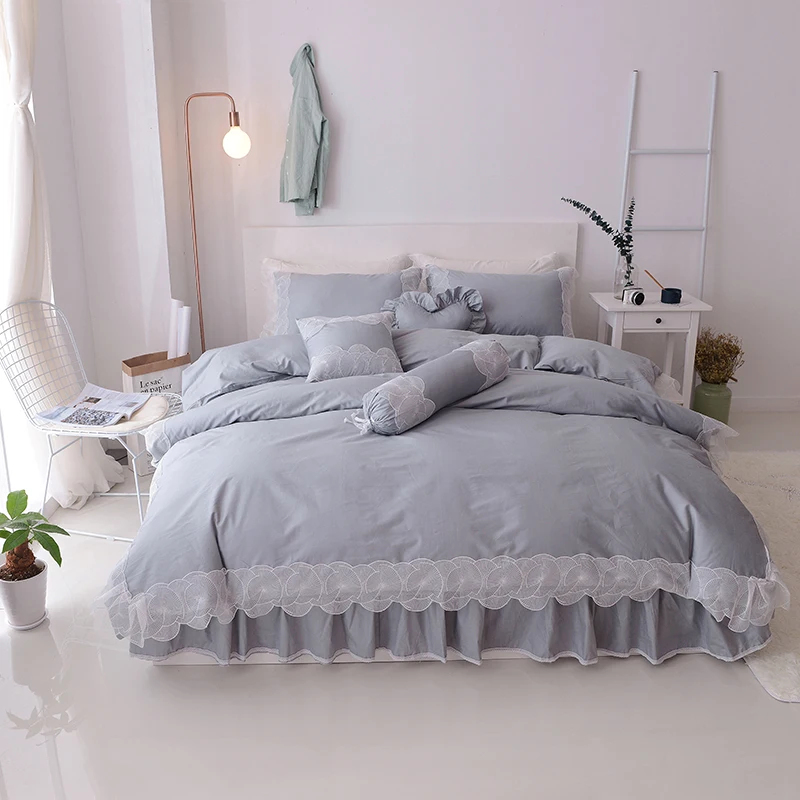 2017 new 100% cotton bedding set white gray pink red lace duvet cover sets bed skirt bed linen bedclothes
2017 new 100% cotton bedding set white gray pink red lace duvet cover sets bed skirt bed linen bedclothes