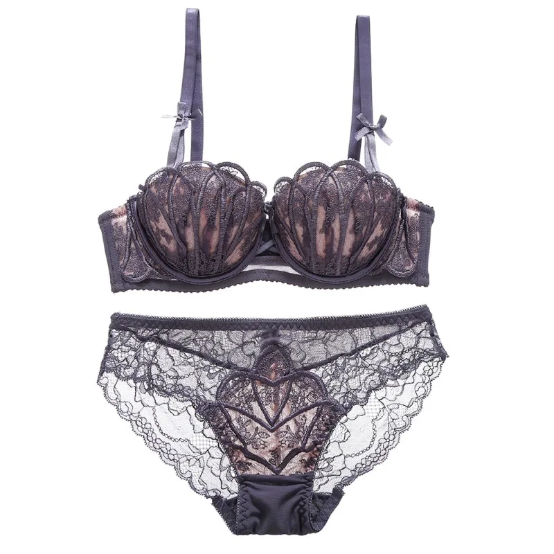 Women Sexy Lingerie Lace Shell Solid Color 3/4 Cup Push Up Steel Ring Padded Gathered Bra + Women Underwear Set
Women Sexy Lingerie Lace Shell Solid Color 3/4 Cup Push Up Steel Ring Padded Gathered Bra + Women Underwear Set