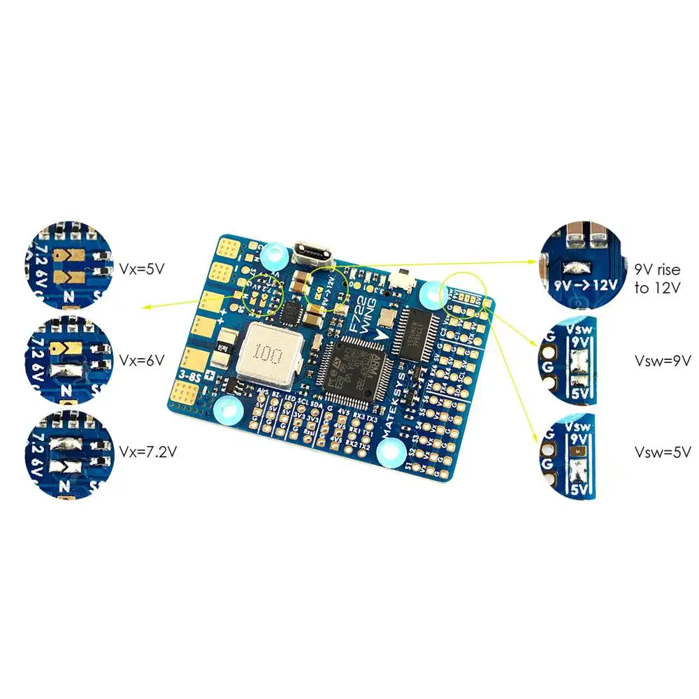 Matek Systems Mateksys F722-WING Flight Controller 3~6S Built-in OSD for FPV RC Fixed Wing
Matek Systems Mateksys F722-WING Flight Controller 3~6S Built-in OSD for FPV RC Fixed Wing