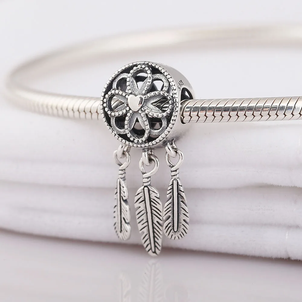 925 Sterling Silver Bead Charm Openwork Flower Feather Spiritual Dream Catcher Pendant Bead Fit Pandora Bracelet Diy Jewelry
925 Sterling Silver Bead Charm Openwork Flower Feather Spiritual Dream Catcher Pendant Bead Fit Pandora Bracelet Diy Jewelry