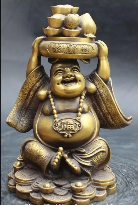 free 10"Chinese Bronze Yuanbao Treasure Bowl Happy Laugh Big Maitreya Buddha Statue fast
free 10"Chinese Bronze Yuanbao Treasure Bowl Happy Laugh Big Maitreya Buddha Statue fast