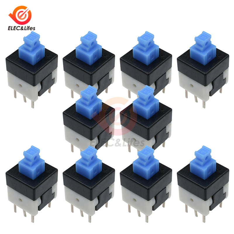 10Pcs Square 8x8mm 6 Pin Self-locking Button Switch DPDT Blue Cap Multimeter Switch
10Pcs Square 8x8mm 6 Pin Self-locking Button Switch DPDT Blue Cap Multimeter Switch