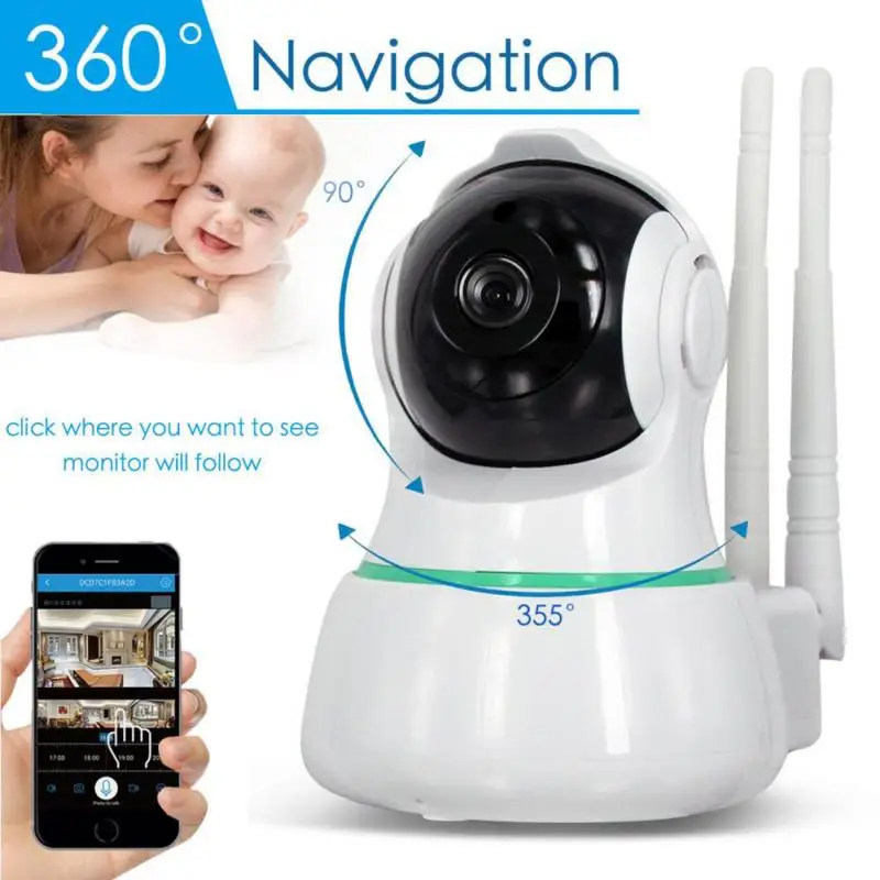 Baby Monitor Two-Way Audio IR Night Security Camera 1080P Wifi Pet provides wider view angle with horizontal 355 degree
Baby Monitor Two-Way Audio IR Night Security Camera 1080P Wifi Pet provides wider view angle with horizontal 355 degree