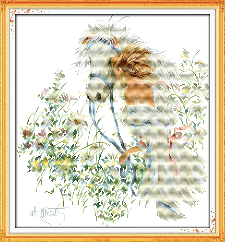 White Horse and Girl Counted 11CT 14CT DMC Cross Stitch set DIY Chinese Cross-Stitch Kits for Embroidery Needlework Home Decor
White Horse and Girl Counted 11CT 14CT DMC Cross Stitch set DIY Chinese Cross-Stitch Kits for Embroidery Needlework Home Decor