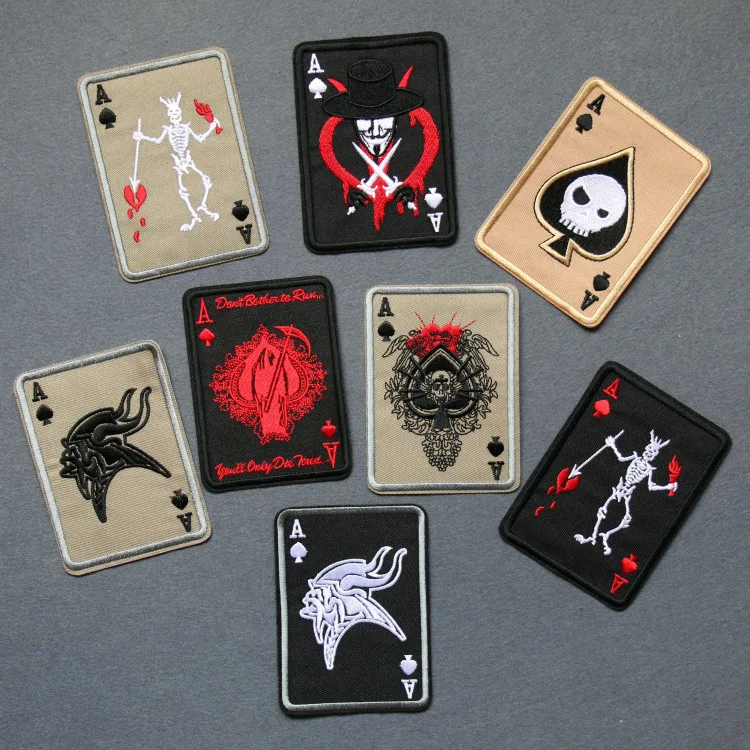 PGY 1PCS Punk Embroidery Cloth Stickers Armbands Poker Ace Death Reaper Red Peach A Outdoor Army Fan Bag Clothes Patch Patch
PGY 1PCS Punk Embroidery Cloth Stickers Armbands Poker Ace Death Reaper Red Peach A Outdoor Army Fan Bag Clothes Patch Patch