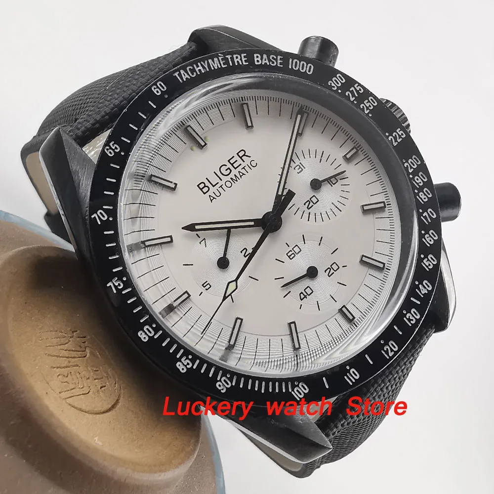 40mm bliger watch black case white dial Arched glass Multifunction date Automatic movement men watch-BA76
40mm bliger watch black case white dial Arched glass Multifunction date Automatic movement men watch-BA76