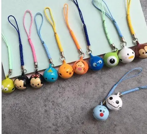 lot 12 pcs Cartoon Mickey minnie stitch mix Pendant DIY Key Chains With Bell Bag party Gifts Favors Free Shipping | Украшения и