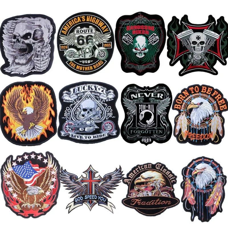 Eagle Skull Punk Biker Patches Motorcycle Embroided Big Patch Iron on Rock Stripe Clothes Badges for Clothes Fabric Stickers
Eagle Skull Punk Biker Patches Motorcycle Embroided Big Patch Iron on Rock Stripe Clothes Badges for Clothes Fabric Stickers
