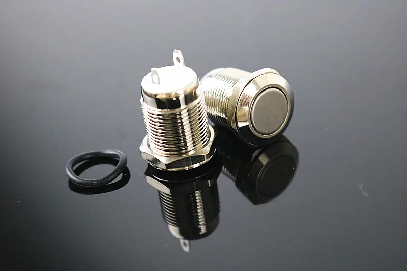 No lock self reset normally open waterproof press the point, move 12mm flat head metal button switch
No lock self reset normally open waterproof press the point, move 12mm flat head metal button switch