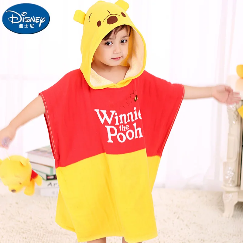 

Yellow Pooh Cotton Children's Hooded Bath Towel beach towels Minnie Mickey mouse Cloak Cotton Bathrobe Cartoon Bath towel