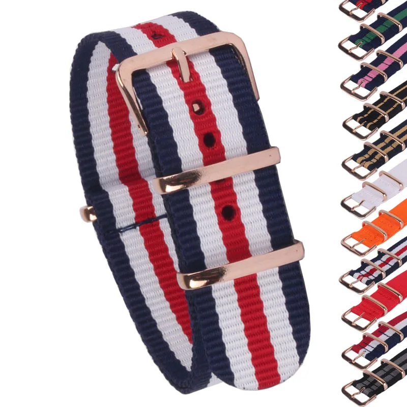 New Arrival Rose Gold Buckle 18mm 20mm 22mm Stripe Cambo Solid Watch Army Military nato fabric Nylon watchbands Strap Bands
New Arrival Rose Gold Buckle 18mm 20mm 22mm Stripe Cambo Solid Watch Army Military nato fabric Nylon watchbands Strap Bands