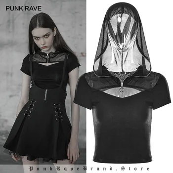 PUNK RAVE New Gothic Women Elastic Sexy Short Tight Knit Black T-shirt Punk Personality Wizard Hat Hollow Out Open Fork Design
PUNK RAVE New Gothic Women Elastic Sexy Short Tight Knit Black T-shirt Punk Personality Wizard Hat Hollow Out Open Fork Design