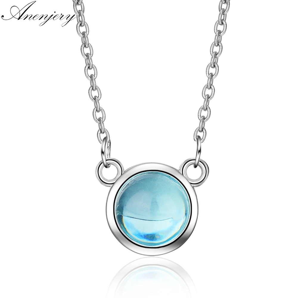Anenjery Blue Gradient Round Crystal Clavicle Chain Necklace 925 Sterling Silver Necklace For Women Girl collares S-N293
Anenjery Blue Gradient Round Crystal Clavicle Chain Necklace 925 Sterling Silver Necklace For Women Girl collares S-N293