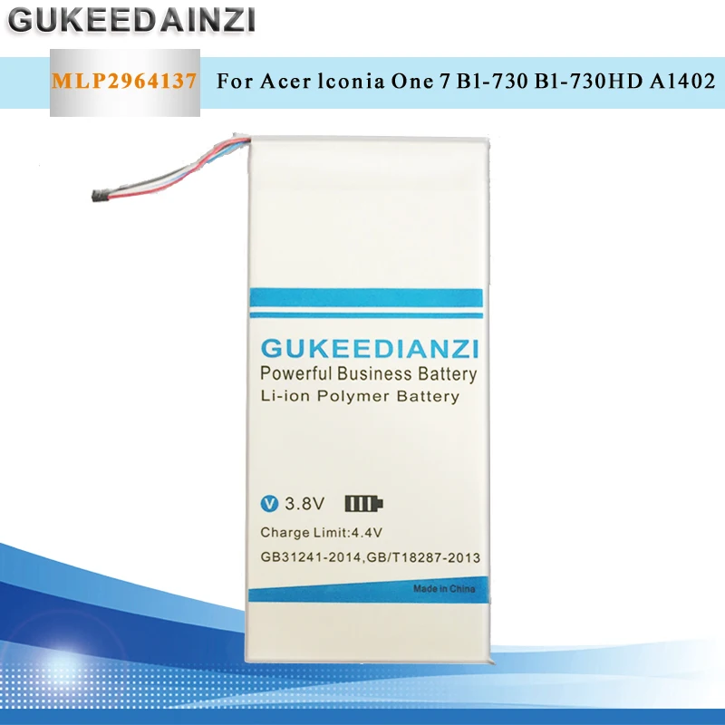 GUKEEDIANZI MLP2964137 Tablet Li-ion Polymer Replacement Battery 3580mAh For Acer Lconia One 7 B1-730 B1-730HD A1402
GUKEEDIANZI MLP2964137 Tablet Li-ion Polymer Replacement Battery 3580mAh For Acer Lconia One 7 B1-730 B1-730HD A1402