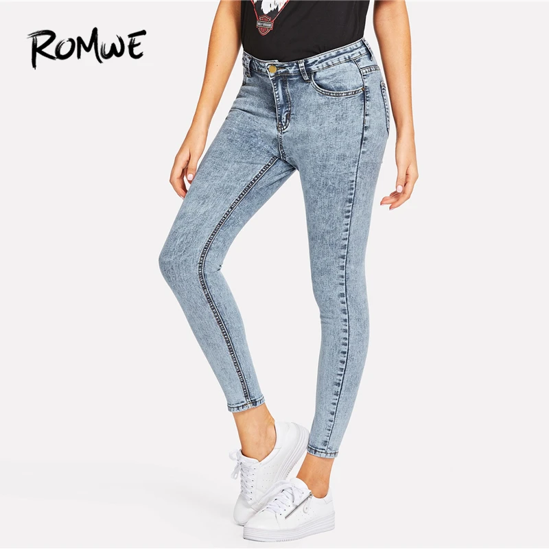 ROMWE Acid Wash Skinny Jeans 2019 Posh Blue Spring Autumn Button Fly Zipper Fly Pants Fashion Pocket Mid Waist Women Trousers
ROMWE Acid Wash Skinny Jeans 2019 Posh Blue Spring Autumn Button Fly Zipper Fly Pants Fashion Pocket Mid Waist Women Trousers