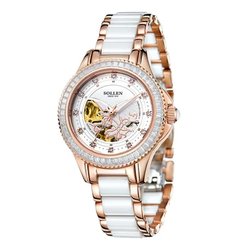 SOLLEN Rose Gold Woman's Automatic Watch Waterproof Ceramic Diamond Women Watches Luxury Famous Brand Mechanical Ladies Watch
SOLLEN Rose Gold Woman's Automatic Watch Waterproof Ceramic Diamond Women Watches Luxury Famous Brand Mechanical Ladies Watch