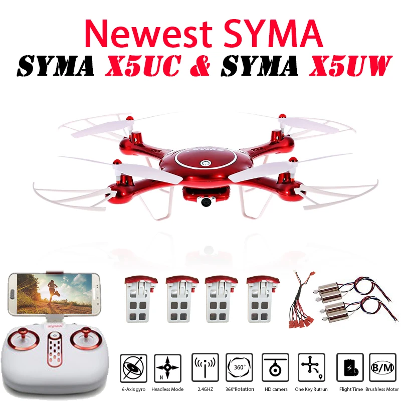 Newest SYMA X5UW & X5UC Drone 720P WIFI FPV With 2MP HD Camera Helicopter Height Hold One Key Land 2.4G 4CH 6Axis RC Quadcopter
Newest SYMA X5UW & X5UC Drone 720P WIFI FPV With 2MP HD Camera Helicopter Height Hold One Key Land 2.4G 4CH 6Axis RC Quadcopter