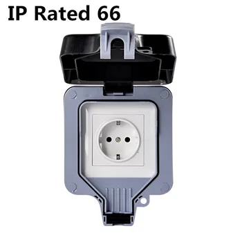 IP66 Weatherproof Waterproof Outdoor Wall Power Socket 16A EU Standard Electrical Outlet Grounded AC 110~250V
IP66 Weatherproof Waterproof Outdoor Wall Power Socket 16A EU Standard Electrical Outlet Grounded AC 110~250V
