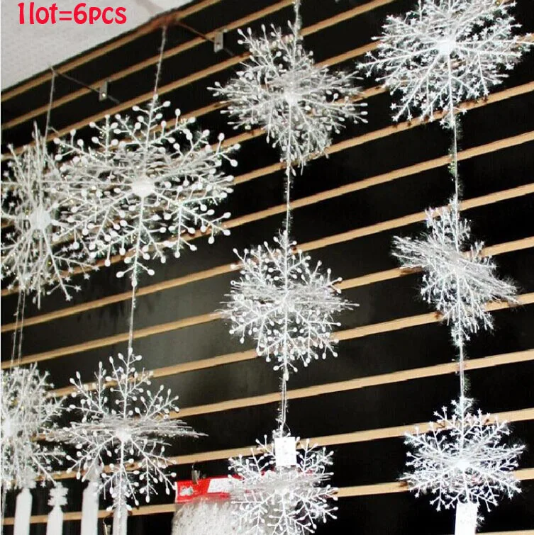 Image 6Pcs Lot Cheap Christmas decorations snowflake three dimensional christmas hanging decoration snowflake string enfeites de natal