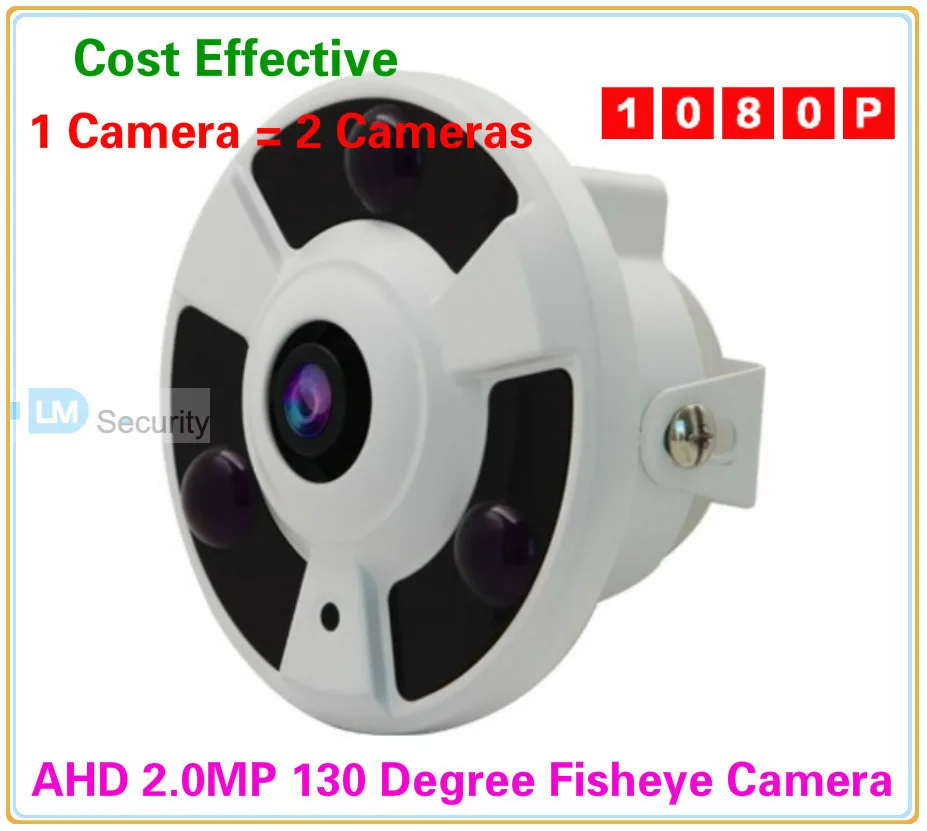 Lihmsek Free Shipping HD AHD 130 Degree Fisheye IR Camera with 3pcs LEDS Night Vision CCTV 1080P 2.0 Megapixel | Безопасность и