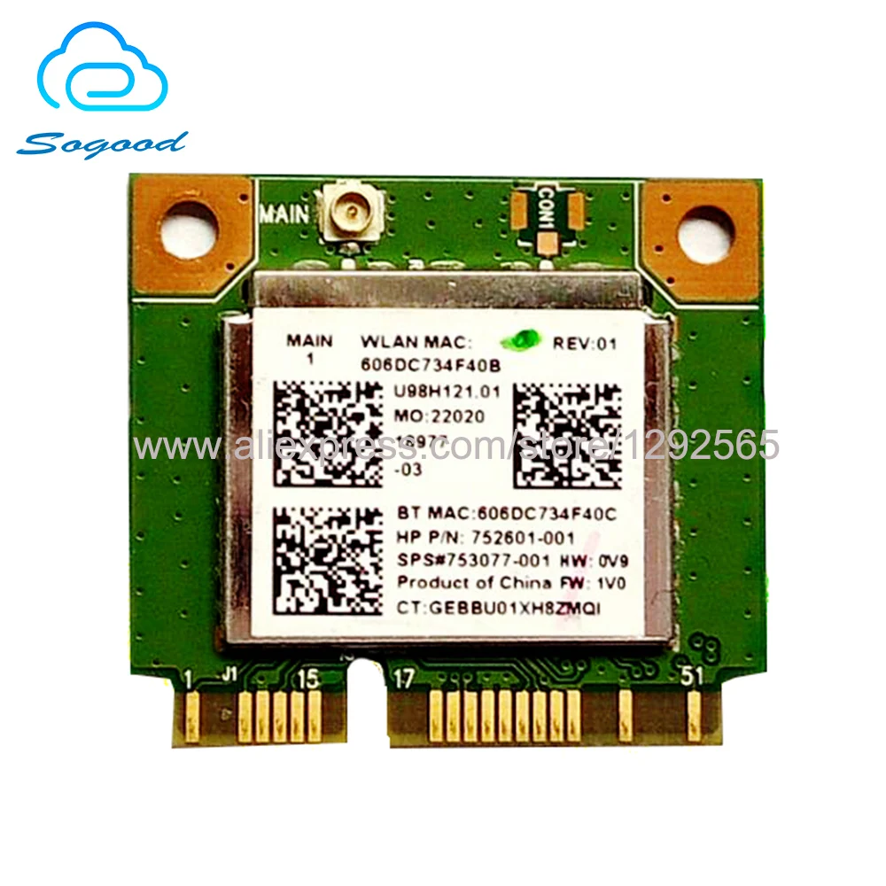 New wifi bluetooth 4.0 for Realtek RTL8723BE 802.11AC b/g/n MINI PCI-E SPS 753077-001 Wireless Network Card for HP 340 350
New wifi bluetooth 4.0 for Realtek RTL8723BE 802.11AC b/g/n MINI PCI-E SPS 753077-001 Wireless Network Card for HP 340 350