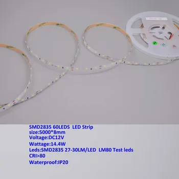 10m/lot High quality SMD2835 LED Strip Flexible Lights 60leds/m 14w/m DC12V white color, IP20
10m/lot High quality SMD2835 LED Strip Flexible Lights 60leds/m 14w/m DC12V white color, IP20