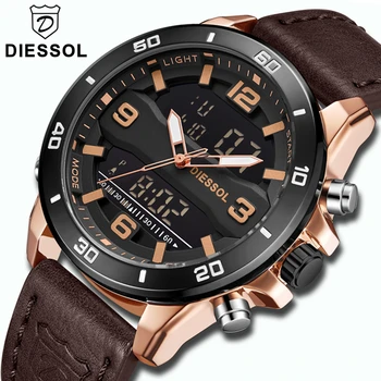 DIESSOL Watch Men Fashion Quartz Sport LED Digital Watch Casual Leather Top Brand Luxury Waterproof Wristwatch Relogio Masculino
DIESSOL Watch Men Fashion Quartz Sport LED Digital Watch Casual Leather Top Brand Luxury Waterproof Wristwatch Relogio Masculino