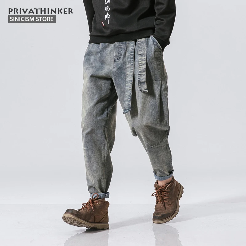 Sinicism Store Men Denim Jeans Men Harem Jeans Pants Male Drawstring Belt Vintage Trousers
Sinicism Store Men Denim Jeans Men Harem Jeans Pants Male Drawstring Belt Vintage Trousers