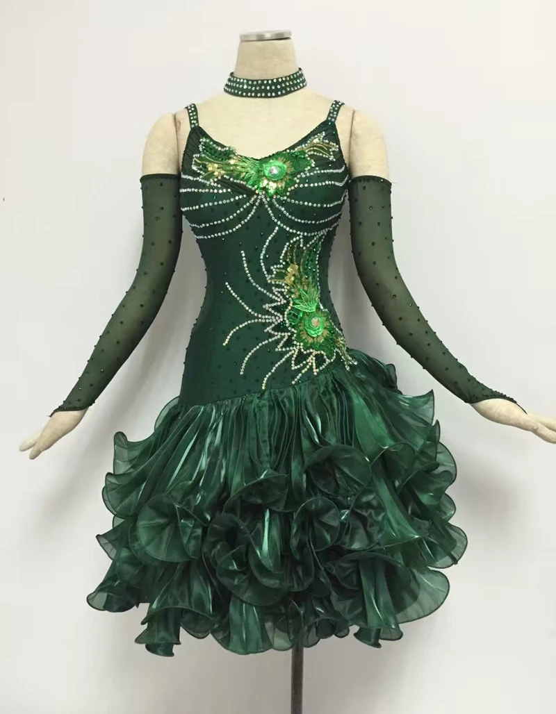 Latin Dance Skirt For Women High Quality Custom Made Diamond Stage Rumba Jive Chacha Samba Competition Dress | Тематическая одежда