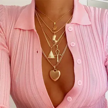 Vintage Women Gold Color Necklace Heart Cross Pyramid Ancient Egyptian Pharaoh Ankh Pendant Long Necklace Layered Choker Jewelry
Vintage Women Gold Color Necklace Heart Cross Pyramid Ancient Egyptian Pharaoh Ankh Pendant Long Necklace Layered Choker Jewelry