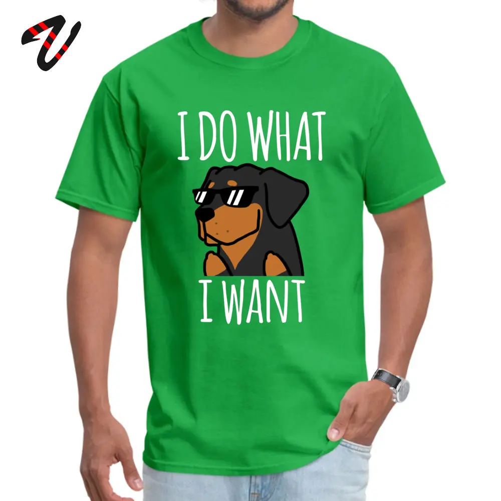 Summer Printed Tshirts Family Labor Day Short Sleeve Round Neck Tops & Tees Pure Cotton Youth Simple Style T-Shirt Funny I Do What I Want Rottweiler 30479 green