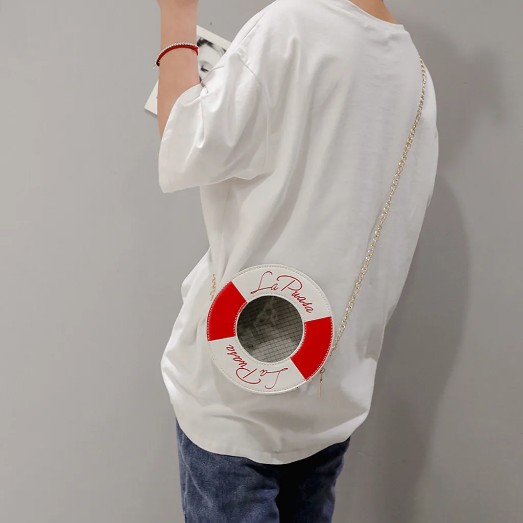 Women Handbag Summer 2019 Beach Lifebuoy bag Women Round Shoulder Crossbody Bag Fashion Chain Bag Letter Contrast Pouch
Women Handbag Summer 2019 Beach Lifebuoy bag Women Round Shoulder Crossbody Bag Fashion Chain Bag Letter Contrast Pouch
