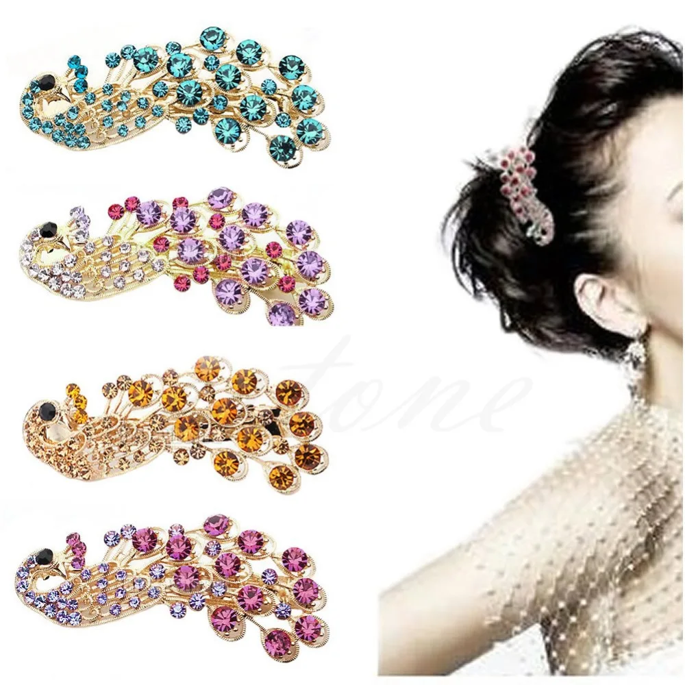 Retro Lady Girl's Full Crystal Rhinestone Peacock Barrette Hairpin Hair Clip Hot High Quality
Retro Lady Girl's Full Crystal Rhinestone Peacock Barrette Hairpin Hair Clip Hot High Quality