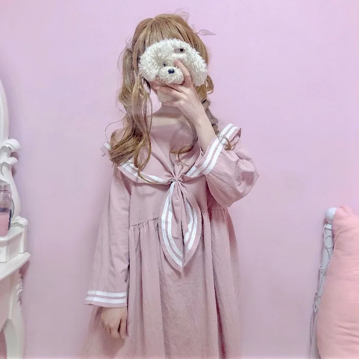 2019 Japanese Spring Summer Navy Style Sailor Suit Dress Gravata Cute Girl Soft Loose Small Fresh Kawaii School Dress Women
2019 Japanese Spring Summer Navy Style Sailor Suit Dress Gravata Cute Girl Soft Loose Small Fresh Kawaii School Dress Women
