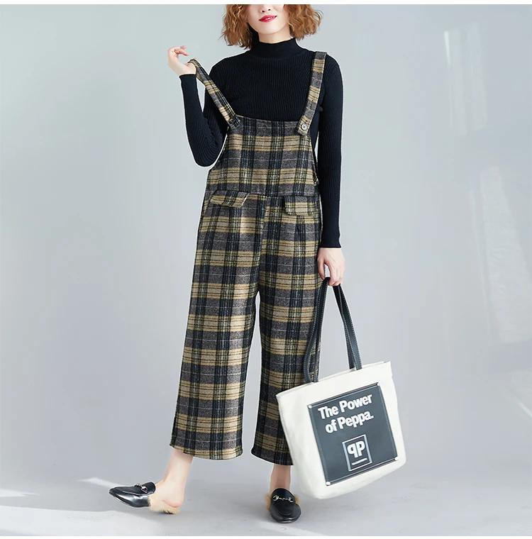P Ammy Vintage Plaid Wool Checkered Jumpsuits Women Checkered Playsuits Overalls European rompers
P Ammy Vintage Plaid Wool Checkered Jumpsuits Women Checkered Playsuits Overalls European rompers