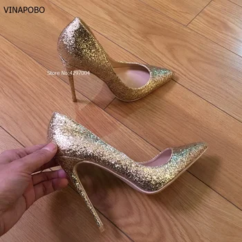VINAPOBO New Arrival Gold Sequins Solid Color Shallow Wedding Party Shoes Sequined Large Size Elegant High Heels 12cm Stiletto
VINAPOBO New Arrival Gold Sequins Solid Color Shallow Wedding Party Shoes Sequined Large Size Elegant High Heels 12cm Stiletto