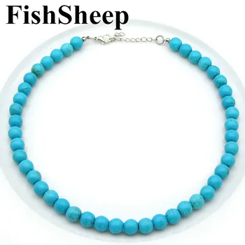 New 10mm Howlite Stone Beads Necklace Bohemian Blue Round Natural Stone Beaded Choker Necklaces Pendants Fashion Female Jewelry
New 10mm Howlite Stone Beads Necklace Bohemian Blue Round Natural Stone Beaded Choker Necklaces Pendants Fashion Female Jewelry