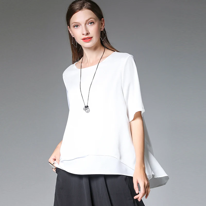 Large size ladies' loose casual summer new tops Big size loose chiffon top short sleeve Round neck T-shirt black red white top
Large size ladies' loose casual summer new tops Big size loose chiffon top short sleeve Round neck T-shirt black red white top