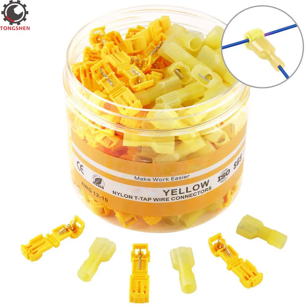 120PCS T-tap Wire Connectors Quick Splice Terminals T-Tap Self-stripping with Nylon Fully Insulated Male Disconnects | Обустройство