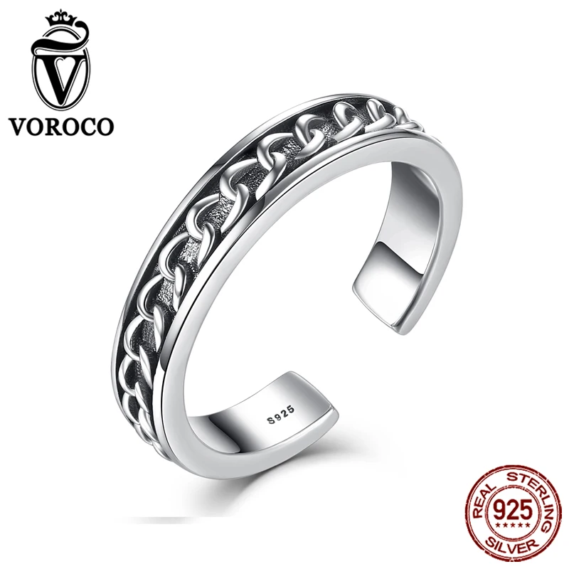VOROCO Real 100% 925 Sterling Silver Chain Pattern Surrounded Open Adjustable Ring Free Size Women & Lady Fine Jewelry VSR019
VOROCO Real 100% 925 Sterling Silver Chain Pattern Surrounded Open Adjustable Ring Free Size Women & Lady Fine Jewelry VSR019