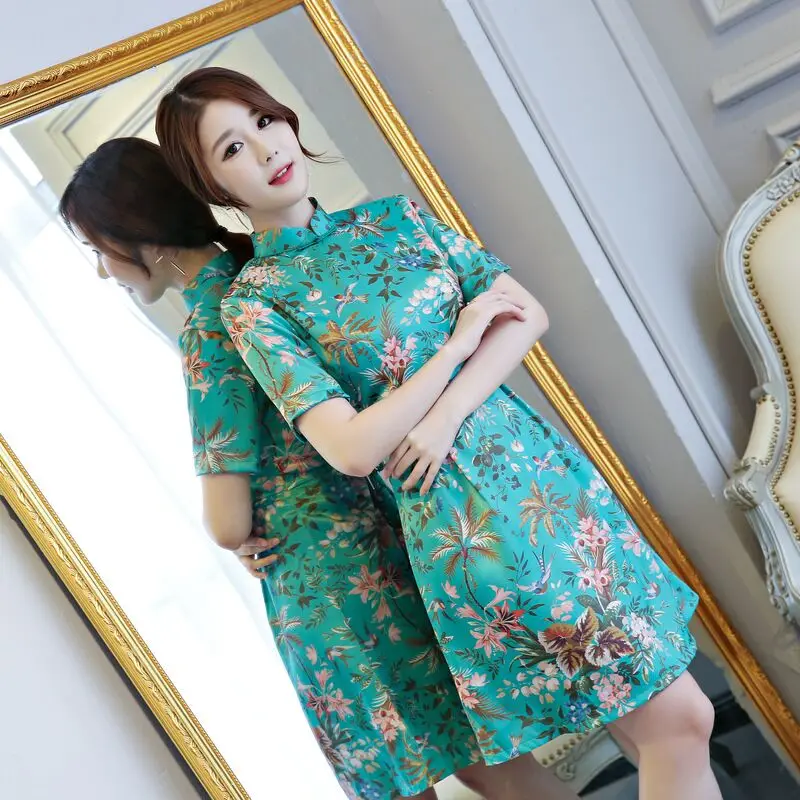 New Arrival Summer Women's Mini Cheongsam Fashion Chinese style Polyester Dress Elegant Qipao Vestido Size S M L XL XXL 14966
New Arrival Summer Women's Mini Cheongsam Fashion Chinese style Polyester Dress Elegant Qipao Vestido Size S M L XL XXL 14966