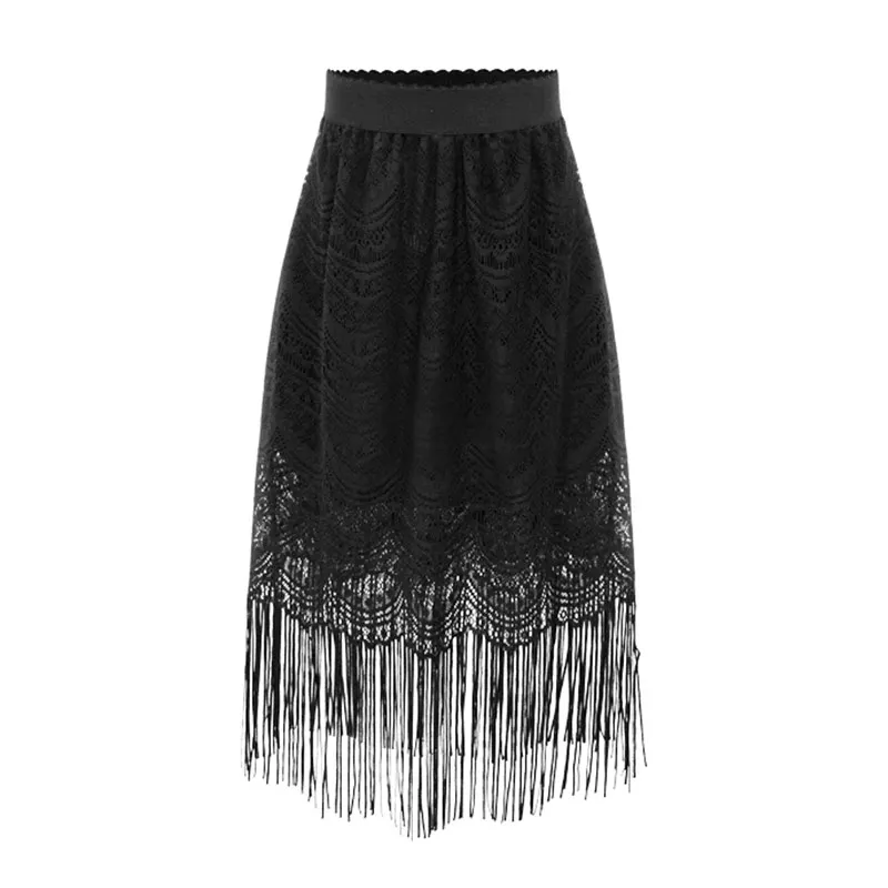 2019 Spring Summer New Fashion Lace Hollow Out Tassel Women Skirts Black Color Casual Office Lady Mid-Calf Female Skirts
2019 Spring Summer New Fashion Lace Hollow Out Tassel Women Skirts Black Color Casual Office Lady Mid-Calf Female Skirts