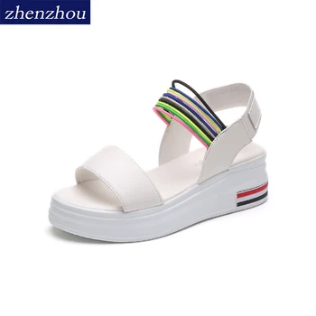 women sandals Slope with 2018 summer new style Thick soles Colorblock slip-on Casual women shoes Free shipping 
women sandals Slope with 2018 summer new style Thick soles Colorblock slip-on Casual women shoes Free shipping