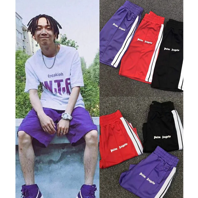 19SS Palm Angels Shorts Spring Summer Streetwear Purple Striped Palm Angels Shorts Men Women Casual Elastic Palm Angels Shorts
19SS Palm Angels Shorts Spring Summer Streetwear Purple Striped Palm Angels Shorts Men Women Casual Elastic Palm Angels Shorts