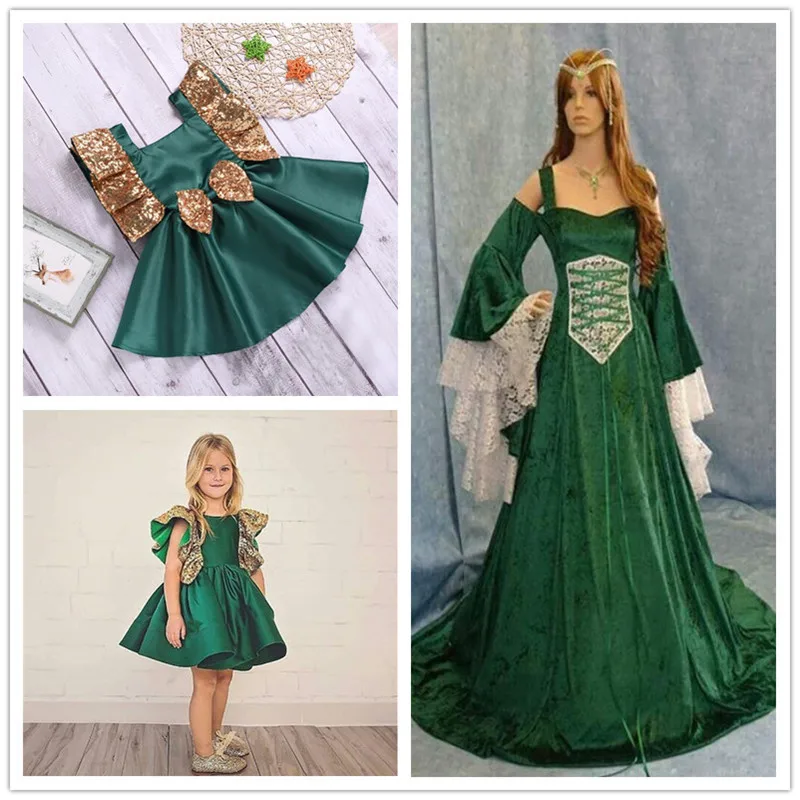 New Exquisite Mother Daughter Dress Europe&America Vintage Green Mother&Daughter Clothes Banquet Family Accessory Clothing C0295
New Exquisite Mother Daughter Dress Europe&America Vintage Green Mother&Daughter Clothes Banquet Family Accessory Clothing C0295