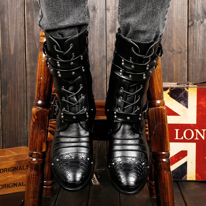 2019 Vintage Autumn Winter Martin Boots Rivet Buckle PU Leather Boots Men's Flats Pointed Toe Black Motorcycle Botas For Work
2019 Vintage Autumn Winter Martin Boots Rivet Buckle PU Leather Boots Men's Flats Pointed Toe Black Motorcycle Botas For Work