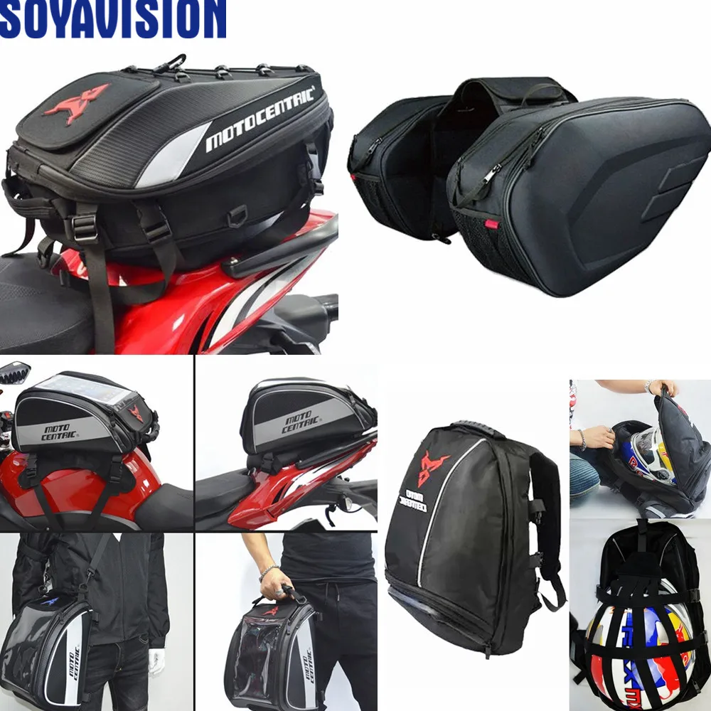 Expandable Motorcycle Tail Bag Red Edge Waterproof Touring Rear Seat Luggage