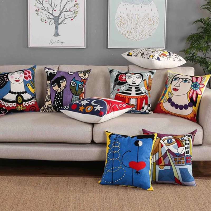 Home Decorative Embroidered Cushion Cover Canvas/ Cotton Square Embroidery Pillow Cover Abstract Colorful Art Decor 45x45cm
Home Decorative Embroidered Cushion Cover Canvas/ Cotton Square Embroidery Pillow Cover Abstract Colorful Art Decor 45x45cm